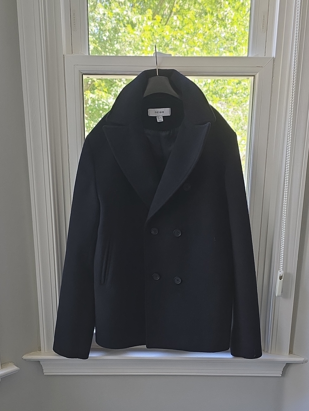 Reiss boy's Navy Double-Breasted Pea Coat